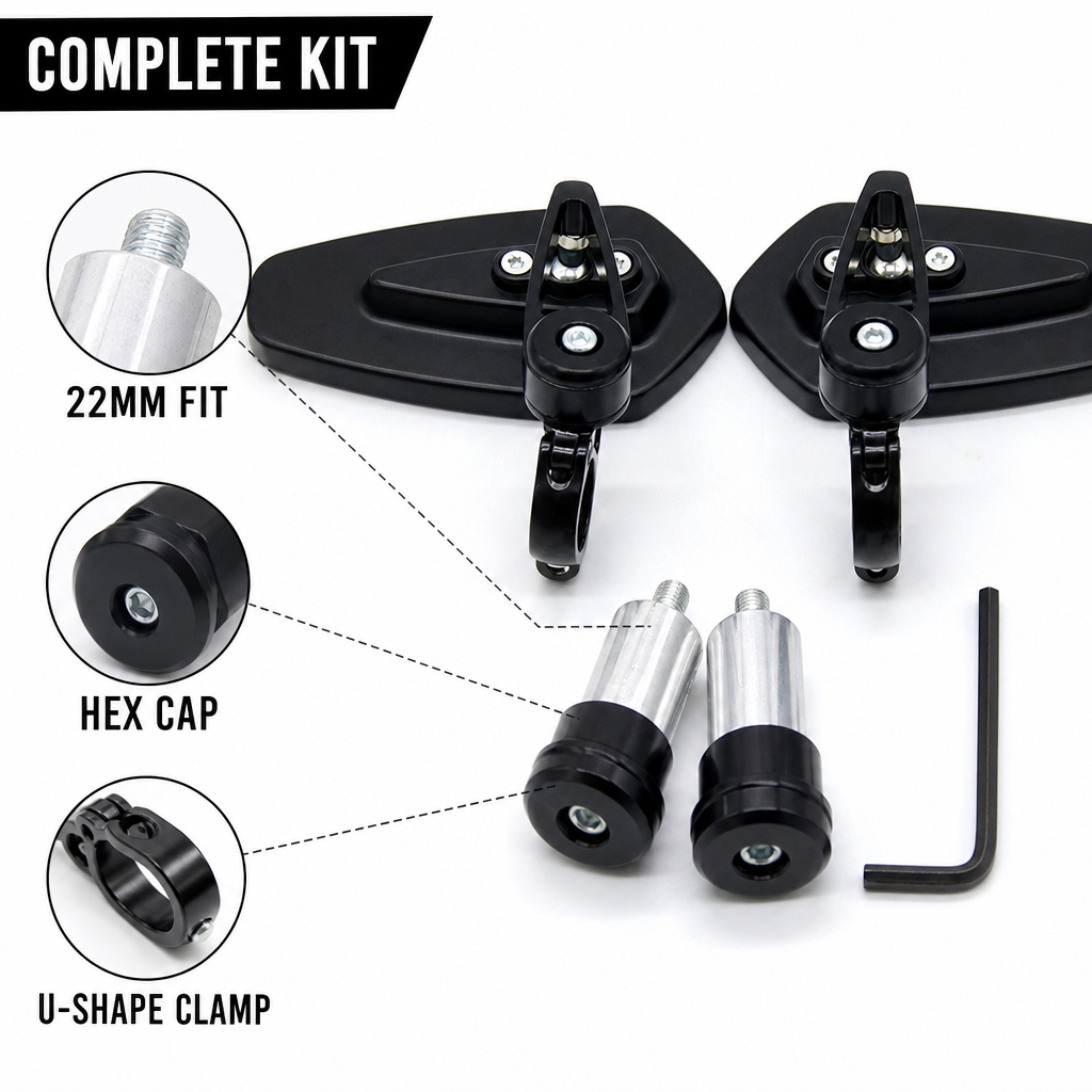 22mm Handlebar Mount CNC Alumi - огляд і ціна Mirror Handlebar Convex