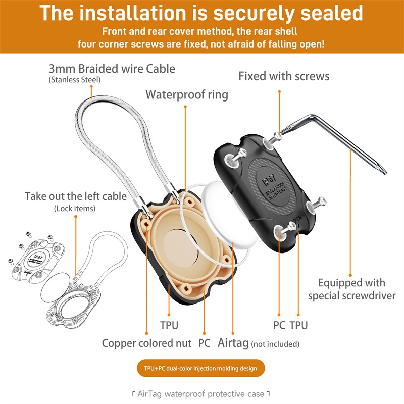 Airtag Holder with Wire Cable, - огляд і ціна Chain Lock Combination